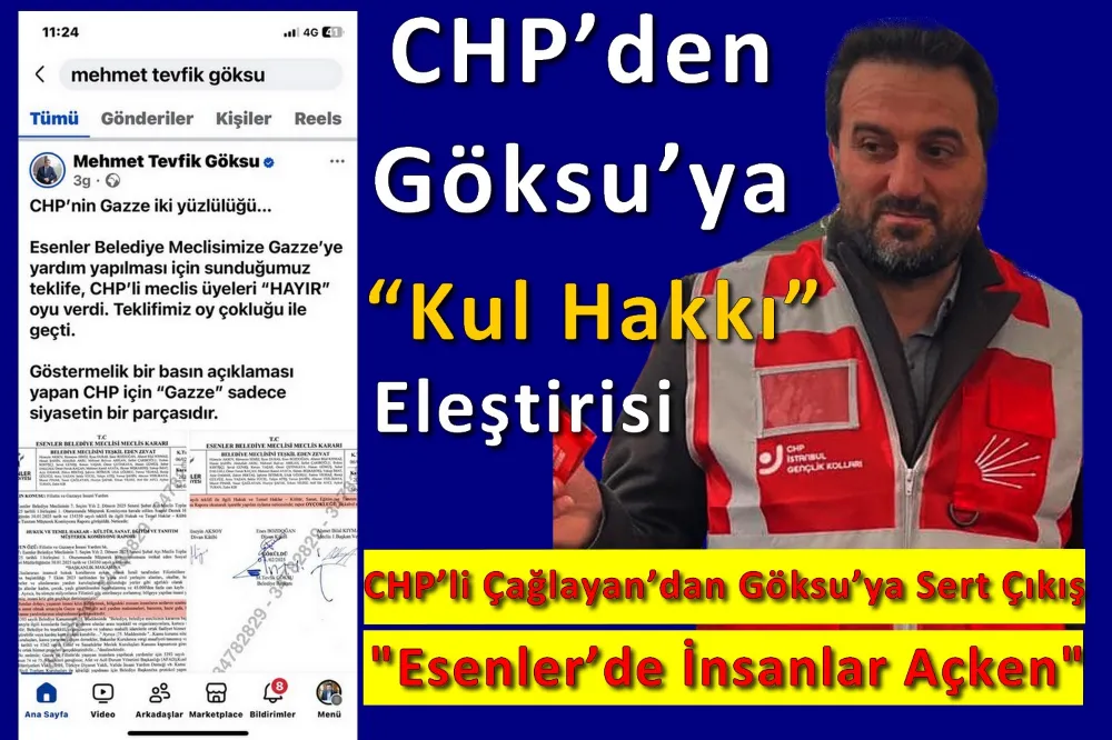 CHP’li Çağlayan’dan Tevfik Göksu’ya Sert Çıkış: “Esenler’de İnsanlar Açken Gazze Üzerinden Siyaset”