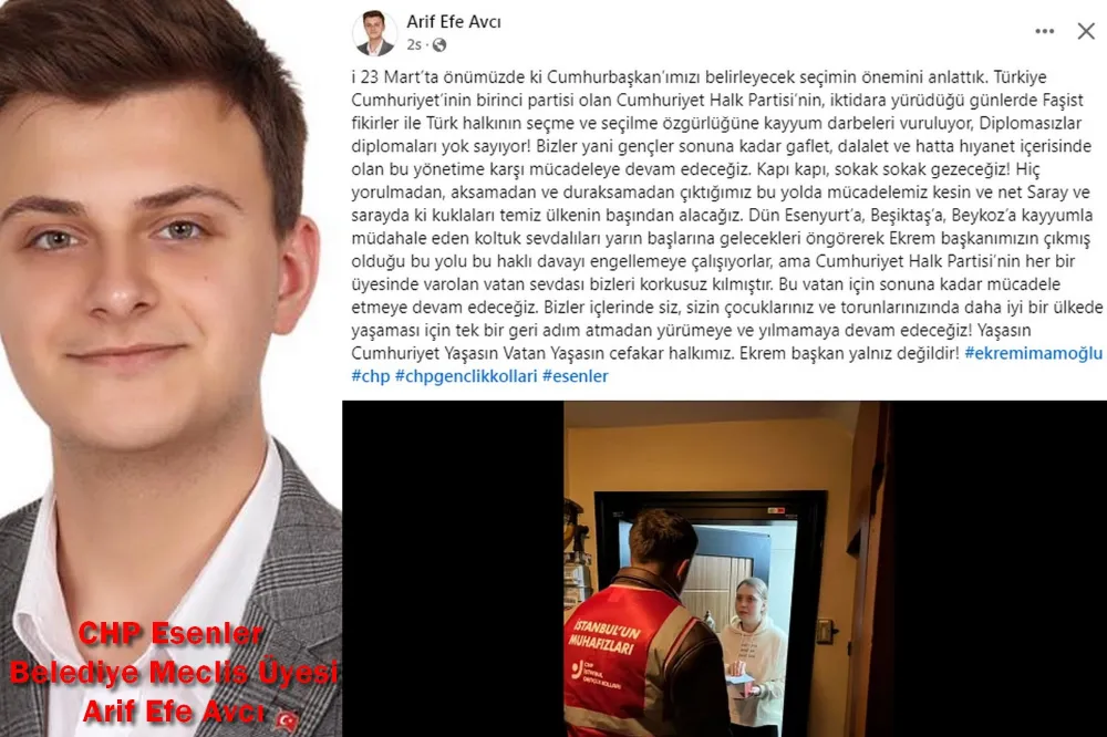 Esenler Belediyesi’nin En Genç Meclis Üyesi Arif Efe Avcı’dan Sert Açıklama: “Ekrem İmamoğlu’nun Diploması İptal Edilmeye Çalışılıyor”
