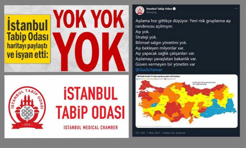 Istanbul Tabip Odasi haritayi paylasti ve isyan etti: Yok yok yok